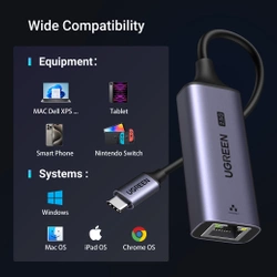 Ugreen CM648 USB-C-auf-RJ45-Ethernet-2,5G-Adapter – Grau