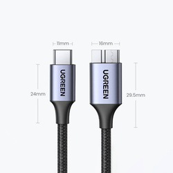Kabel USB C - Micro USB B 3.0 5Gb/s 3A 1m Ugreen US565 - szary