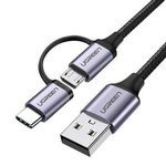 Cable USB 2-in-1 UGREEN Type-C / Micro USB, QC 3.0, 1m (black-gray)