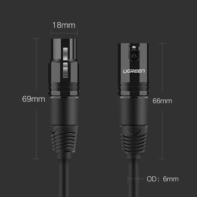 Ugreen Extension Audio Cable Microphone Cable Microphone XLR (Female) - XLR (Male) 2m (AV130)