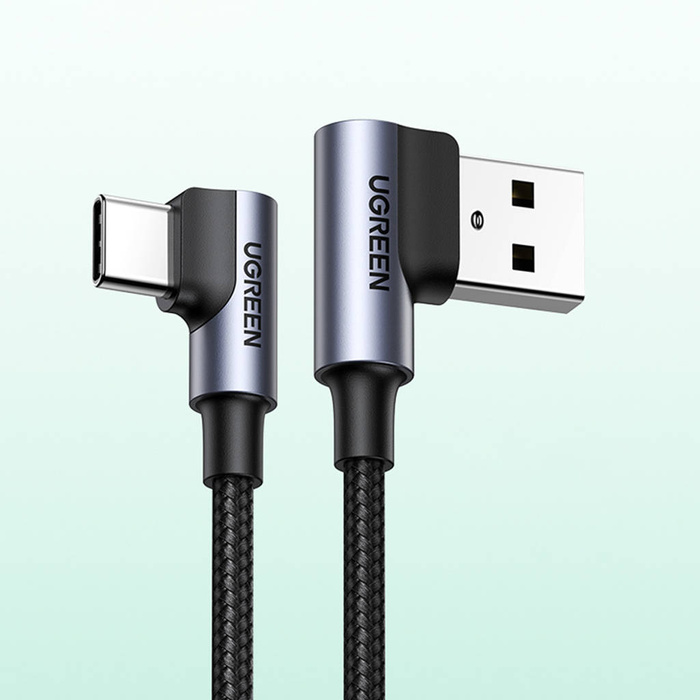 Ugreen 90° angled cable USB C - USB 2.0 480Mbps 3A 3m black (US176)