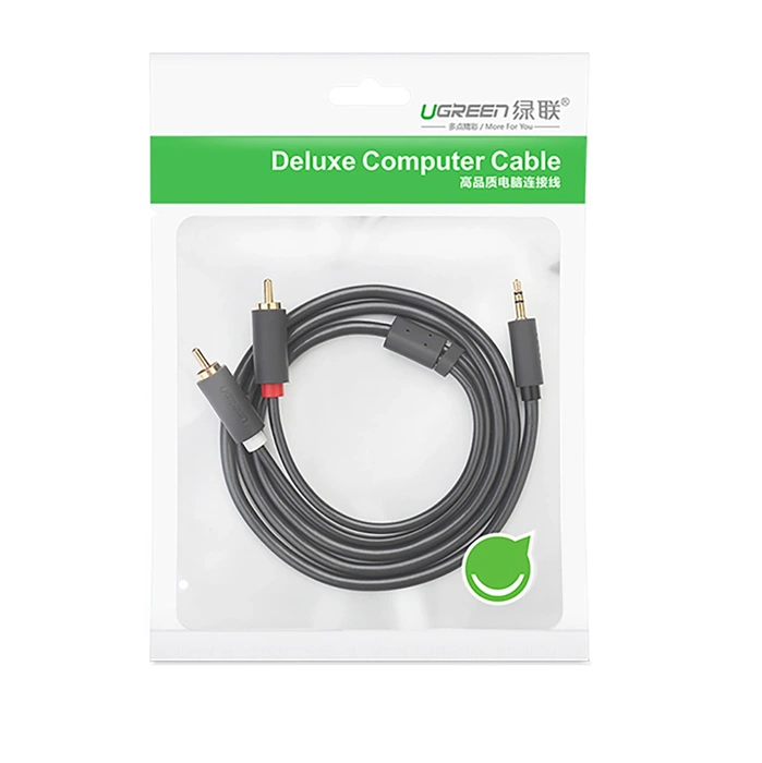 Przewód UGREEN AV102 2x RCA (Cinch) jack 3.5 mm 2m (czarny)