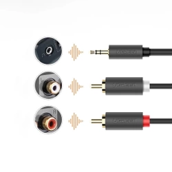 Przewód UGREEN AV102 2x RCA (Cinch) jack 3.5 mm 2m (czarny)