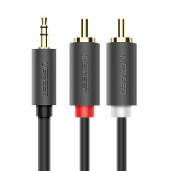 UGREEN 2X RCA Cinch Jack 3,5 mm AV102 Kabel 3m Schwarz