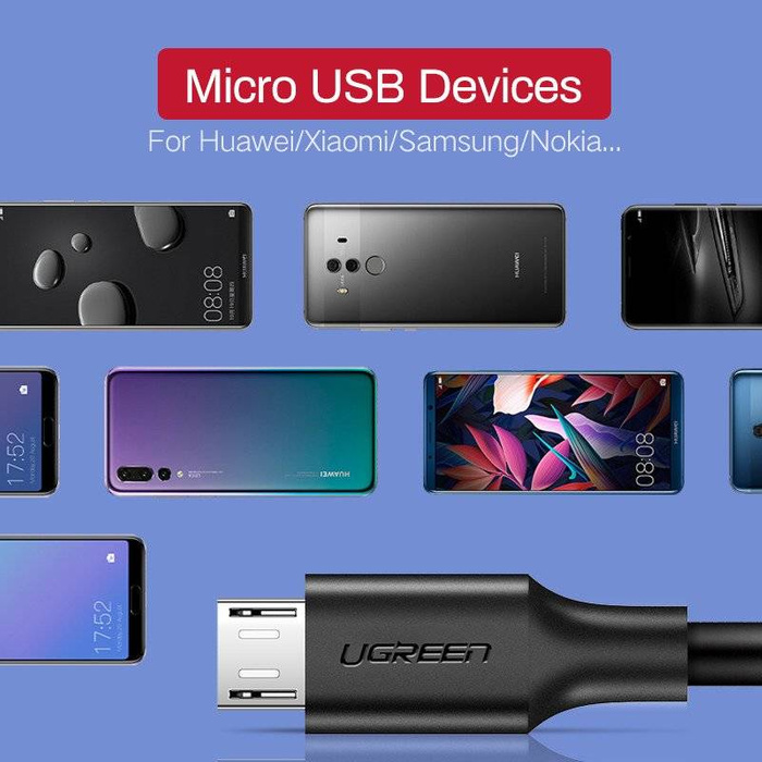 Cable micro USB UGREEN QC 3.0 2.4A 1.5m (black)