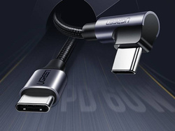 Ugreen angled cable USB Type C - USB Type C Power Delivery 60 W 20 V 3 A 2 m black-gray cable (US255 50125)
