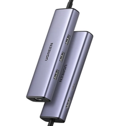 HUB Ugreen CM512 15598 6in1 USB-C - 3x USB-A 3.0 / HDMI / RJ45 / USB-C PD - gray