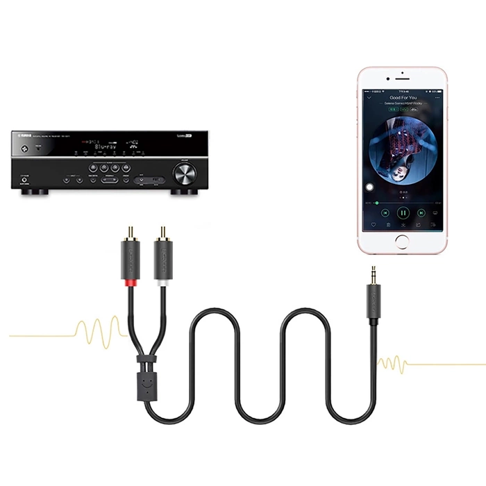 Przewód UGREEN AV102 2x RCA (Cinch) jack 3.5 mm 2m (czarny)