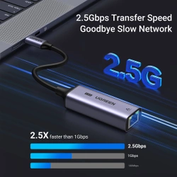 Ugreen CM648 USB-C-auf-RJ45-Ethernet-2,5G-Adapter – Grau