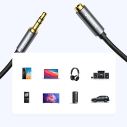 Cable Ugreen AV118 10595 mini jack 3.5 mm (male) / mini jack 3.5 mm (female) 3m - silver