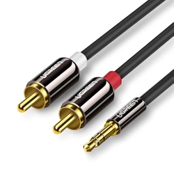 Ugreen kabel przewód audio 3,5 mm mini jack - 2RCA 1,5m czarny (AV116)