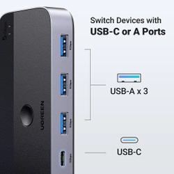 Przełącznik switch USB 3.0 UGREEN CM662, 2X4 out (czarny)
