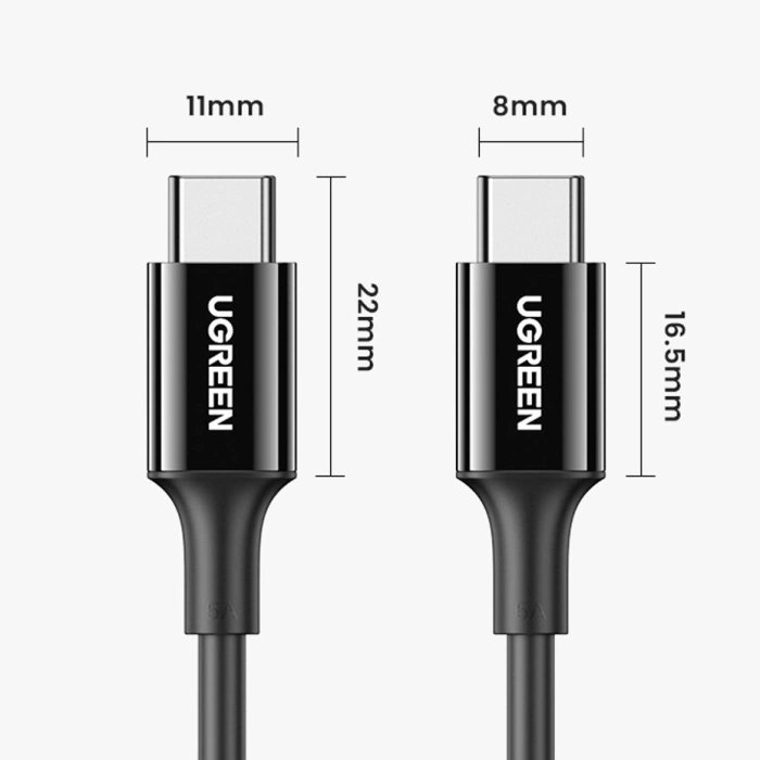 Ugreen cable USB Type C (male) to Type C (male) cable 1m white (US300)
