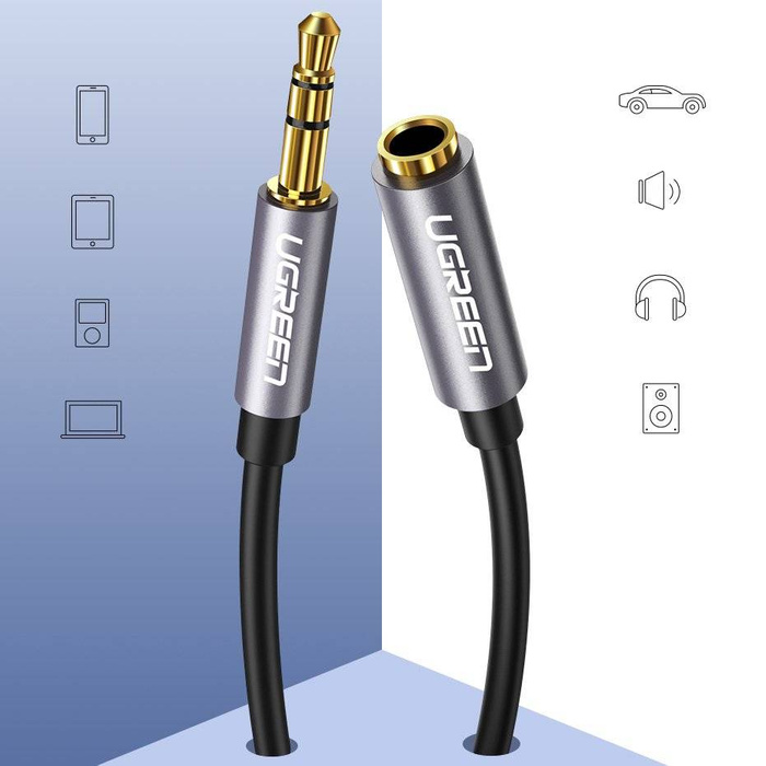 Ugreen Kabel AUX-Verlängerungskabel 3,5 mm Miniklinke 2 m schwarz (AV118 10594)