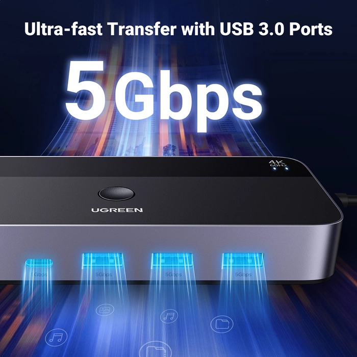 Ugreen CM664 HDMI switch 2in1 KVM switch - black