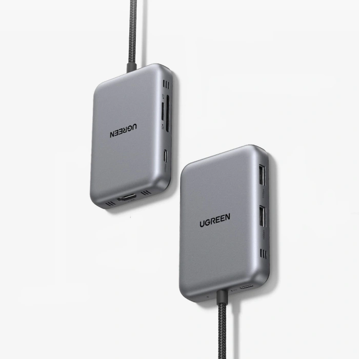 Hub Ugreen USB-C 7in1 HDMI USB-C USB-A SD/TF - grau