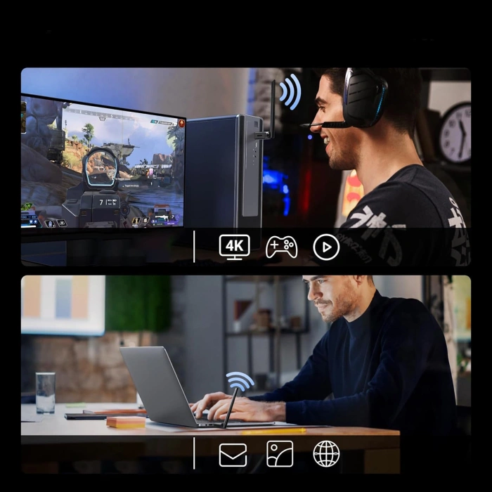 Adapter Ugreen CM878 bezprzewodowy WiFi 6 z Bluetooth 5.4 - czarny