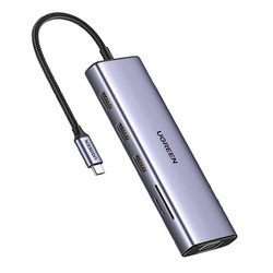 UGREEN CM498 10-in-1-Adapter USB-Hub auf 3x USB-A 3.0, HDMI, VGA, RJ45, SD/TF, AUX3.5mm, PD-Konverter