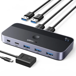 Przełącznik switch USB 3.0 UGREEN CM662, 2X4 out (czarny)