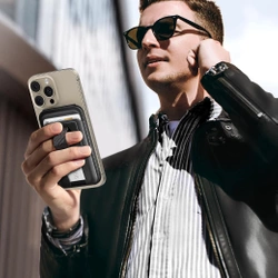 Portfel magnetyczny z funkcją podstawki i uchwytu do iPhone MagSafe, Ugreen LP836, skórzany (czarny)