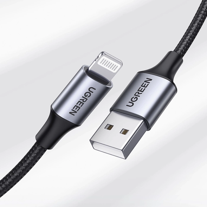 Kabel Lightning do USB UGREEN 2.4A US199, 1.5m (czarny)