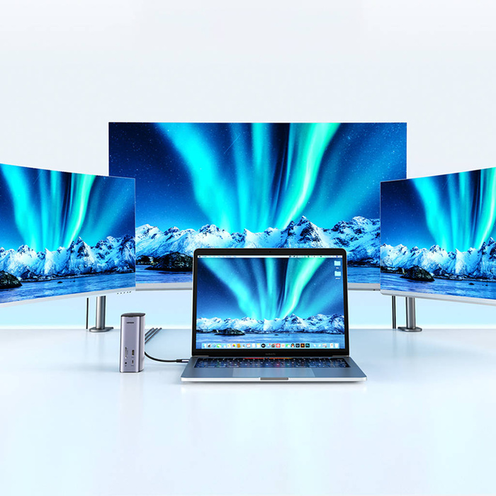 Ugreen Multifunktions-HUB 12in1 USB C USB HDMI DP RJ45 AUX SD TF grau (CM555)