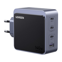Ładowarka sieciowa Ugreen Nexode S 140W, GaN,  3x USB-C + USB (szara)