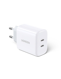 Charger uGREEN CD243 network adapter, 2x USB-C, 40W (white)