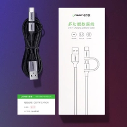 Ugreen kabel przewód 2w1 USB - micro USB / USB Typ C 1m 2,4A czarny (30875)