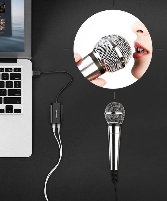 Ugreen externe Soundkarte Musikadapter USB - 3,5 mm Miniklinke 15 cm weiß (US205 30143)