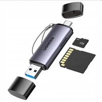 Ugreen CM185 50706 reader for SD / micro SD cards on USB-A 3.0 / USB-C 3.0 - gray