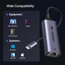 Ugreen CM648 USB-C-auf-RJ45-Ethernet-2,5G-Adapter – Grau
