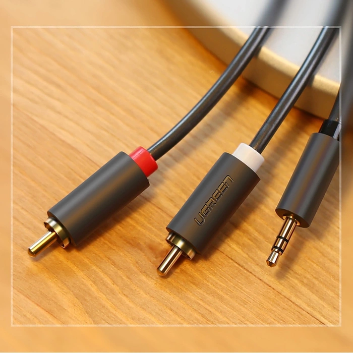 UGREEN 2X RCA Cinch Jack 3,5 mm AV102 Kabel 3m Schwarz