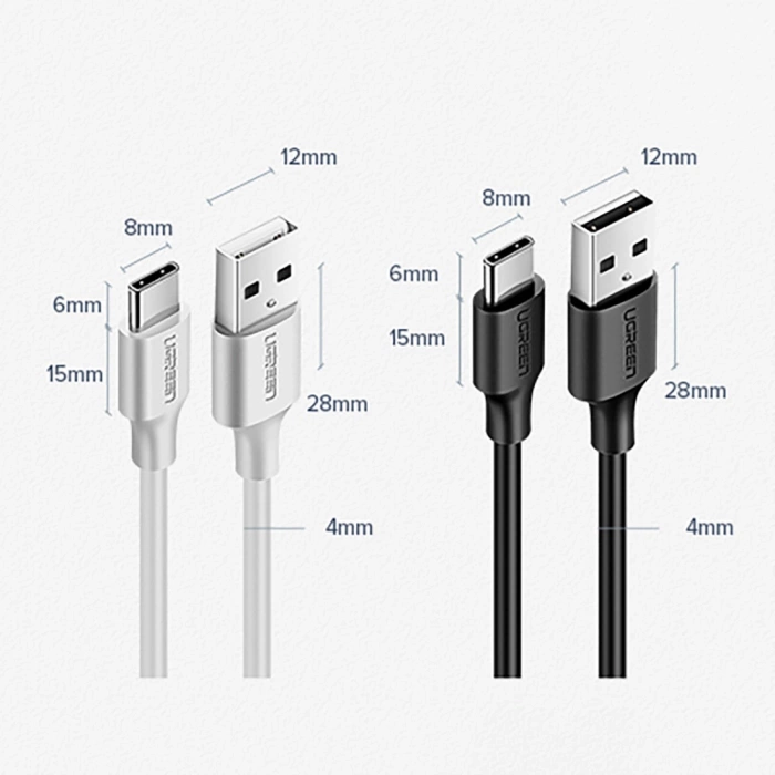 Ugreen US287 60114 USB-A / USB-C 3A cable 0.25m - black