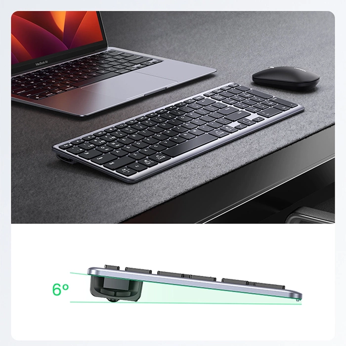 Bezprzewodowa Klawiatura Membranowa UGREEN KU005 2.4G+BT (Srebrno-czarna)