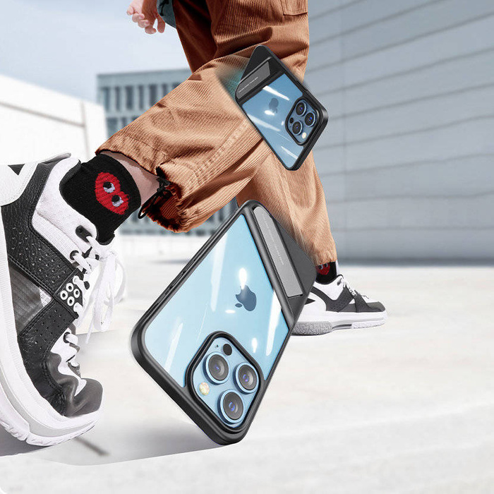 Ugreen Fusion Kickstand Case iPhone 13 Pro Hard Cover with Gel Frame and Stand black (90153)