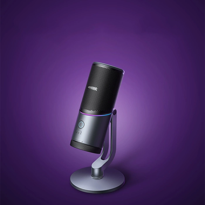 Mikrofon Ugreen CM769 na biurko, z USB-A, RGB LED - srebrny