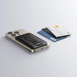 Portfel magnetyczny z funkcją podstawki i uchwytu do iPhone MagSafe, Ugreen LP836, skórzany (czarny)