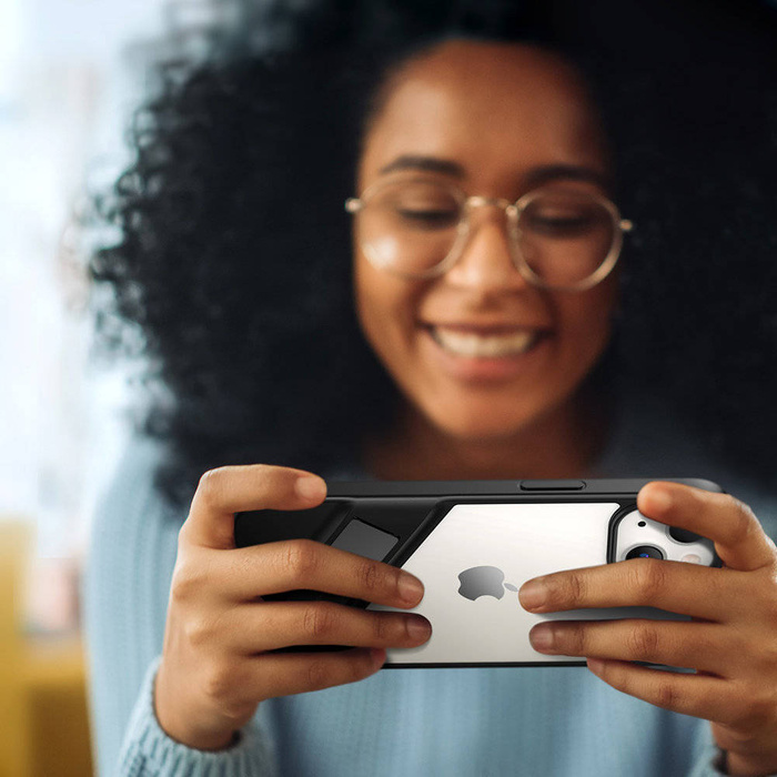 Ugreen Fusion Kickstand Case iPhone 13 Pro Hard Cover with Gel Frame and Stand black (90153)