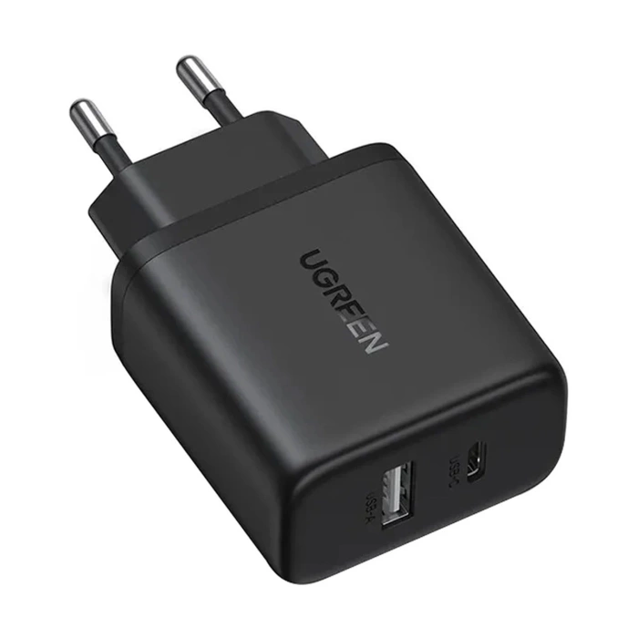 Ładowarka sieciowa Ugreen X227 20W GaN 1x USB-A 1x USB-C - czarna