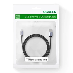 Kabel Lightning do USB UGREEN 2.4A US199, 1.5m (czarny)