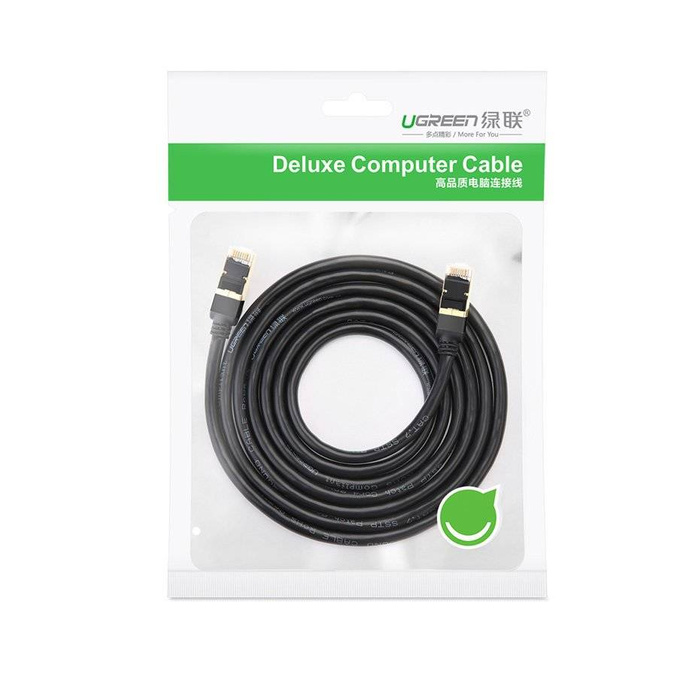 Ugreen Cable Internetkabel Netzwerk Ethernet Patchkabel RJ45 Cat 7 STP LAN 10 Gbps 1m Schwarz (NW107 11268)
