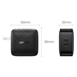 Ugreen Ladegerät 2x USB Typ C 66W Power Delivery 3.0 Quick Charge 4.0+ schwarz (CD216)