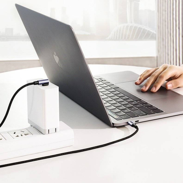 Ugreen angled cable USB Type C - USB Type C Power Delivery 60 W 20 V 3 A 2 m black-gray cable (US255 50125)