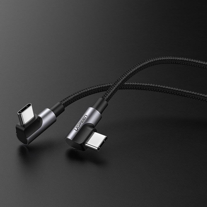 Ugreen angle cable with side plug USB Type C - USB Type C Power Delivery Quick Charge FCP 3 A 1 m gray (70529 US323)