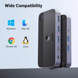 Przełącznik switch USB 3.0 UGREEN CM662, 2X4 out (czarny)