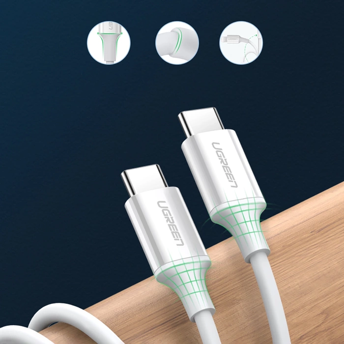 Ugreen US264 60518 USB-C / USB-C PD QC AFC cable 1m - white