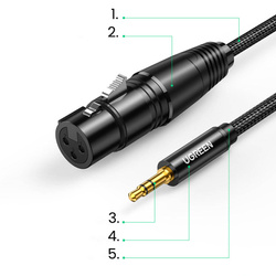 Ugreen kabel audio 3.5mm mini jack (męski) - XLR (żeński) 1m czarny (AV182)