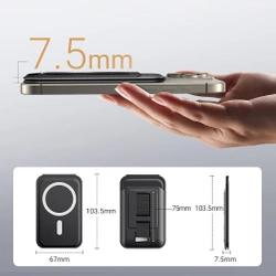 Portfel magnetyczny z funkcją podstawki i uchwytu do iPhone MagSafe, Ugreen LP836, skórzany (czarny)