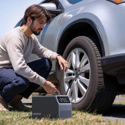 Elektrische Pumpe Ugreen 150 PSI 12V für Autoreifen mit bildschirmem digital - grau
